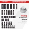 SONIGEKO Socket Set 3/8" Impact Socket Set,67-Piece Metric and Sae