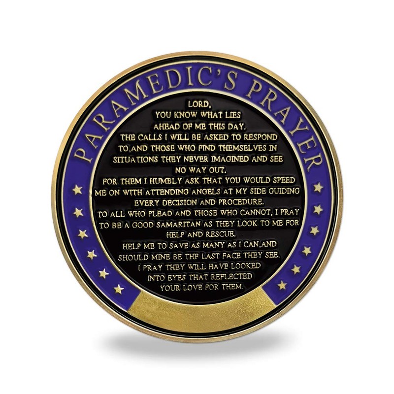Paramedic's Prayer EMT EMS Challenge Coins Emergency Coin Paramedic Dispatcher