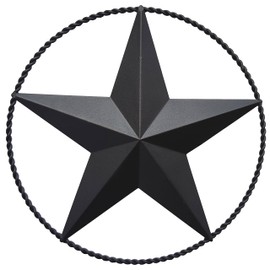 JoyEvy 9.5" Black Barn Star Wall Decor, Metal Stars for Outside or Inside of House, Iron Texas Stars Rustic Vintage Western Country Home Farmhouse Wall Art Decorations