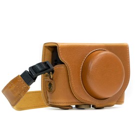 MegaGear "Ever Ready" Protective Leather Camera Case, Bag for Sony Cyber-shot DSC-HX90V Digital Camera (Light Brown)