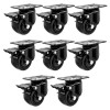 FactorDuty 8 Pack 2.5" Low Profile Black w/ Brake Heavy
