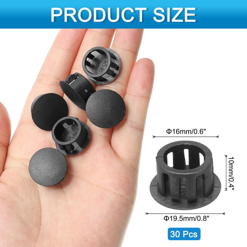 uxcell 30pcs Nylon Plastic Hole Plugs, 3/5"(16mm) Round Drill Screw