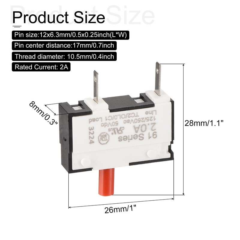 DMiotech 2A Thermal Circuit Breaker Switch 125/250V AC 50V DC