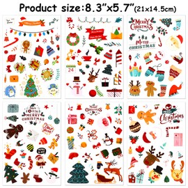 DPKOW 300pcs Christmas Stickers for Kids Crafts, Christmas DIY Stickers for Card Making, Christmas DIY Scrapbooking Stickers Journal Photo Albums Stickers Xmas