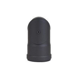 LANZZAS Pellet Pipe Bend 90° 1x Angled (Pointed Angle) Diameter 80 mm Colour: Metallic Black with Cleaning Opening