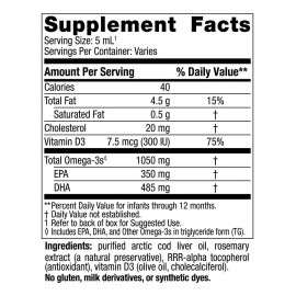 Nordic Naturals Suplemento Baby's DHA, 1050 mg de Omega + 300 UI vitamina D3, 2 fl oz (60 ml)