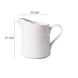 Sizikato White Porcelain Pitcher with Handle, 8 Oz Creamer Pitcher, 2 PCS.