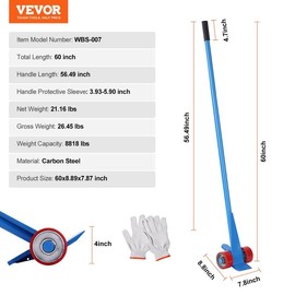 VEVOR Pallet Buster, 50'' Carbon Steel Handle Pallet Breaker, 2000 lbs Weight Capacity, Heavy Duty Deck Board Removal Tool, Deck Wrecker with Non-Slip Grip for Efficient and Effortless Board Removal - Handle Length: 60-Inch