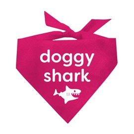 Doggy Shark Dog Bandana | 100% Cotton | Made in USA | Birthday | Pawty | Party Theme | Celebration Supplies | Photoshoot | Hot Pink, One Size (242)