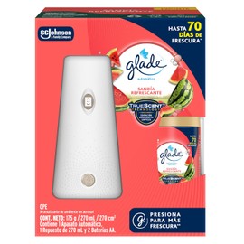 Glade Aromatizante Automático, Aroma Sandía Refrescante, Frescura Programable Para tu Hogar durante 70 Días, Aparato y Repuesto de 175g