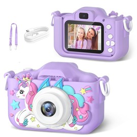 Children Digital Video Camcorder Camera-Upgrade Kids Selfie Camera-1080P HD Kids Digital Video Cameras for Toddler-Cartoon Soft Silicone Cover-Kids Camera Toys for 3-12 Year Old Girls Boys-Screen Charging-Rechargeable - type: KC07.CP.01019