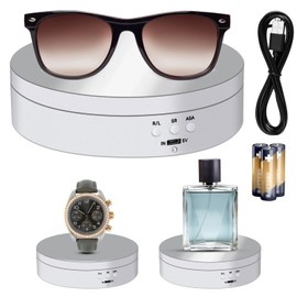 Hicarer Rotating Display Stand 5.4" /6.6 Lbs Load Motorized Spinning Platform Rotating Base 360 Cup Turner Electric Turntable Stand for Photography Products and Shows(Mirror White)