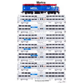 Metra BNSF Commuter Train 11"x17" Poster by Andy Fletcher signed