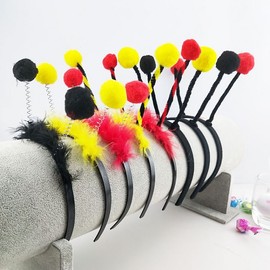 Halloween Party Fun Kids Animal Headbands - Bee, Ant, Ladybug Designs Ant Headband - Red Stripe with Ladybug Ball 15ea