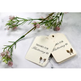 Butterfly Thank You Tags - Thanks for Fluttering By - 12pc (Cream)