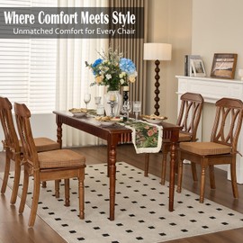 Nobildonna Chair Cushions for Dining,Kitchen,Office, 2'' Thick High-Density Foam Seat Pads with Gel-Infused, Non-Slip, Removable Washable Cover with Ties, Chair Pads,17" x 16",Orange Plaid,Set of 2