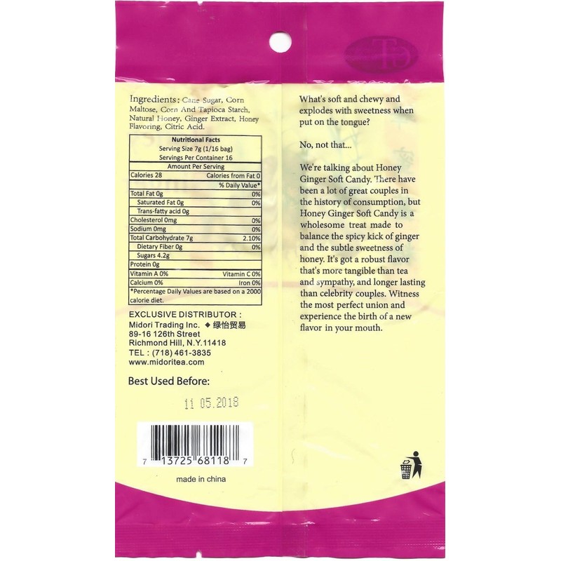 Honey Ginger Candy 1-pack 4oz