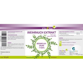 Vita2You Frankincense Extract 600 mg - 180 Capsules - 85% Boswellic Acid - Indian Soft Smoke Extract - High Dose - Premium Quality