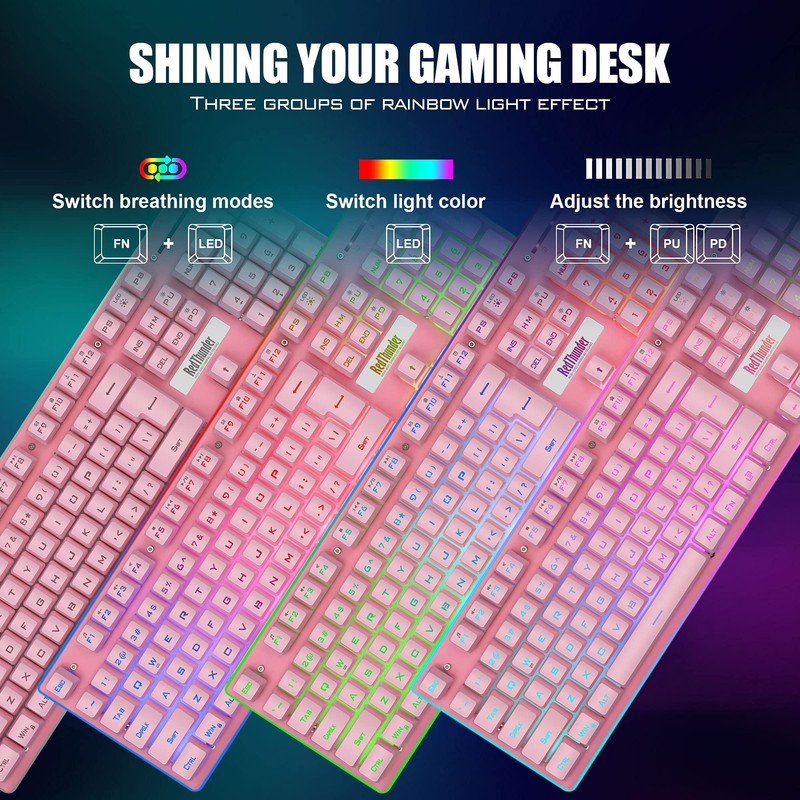 RedThunder K10 Wireless Gaming Keyboard and Mouse Combo, LED Backlit