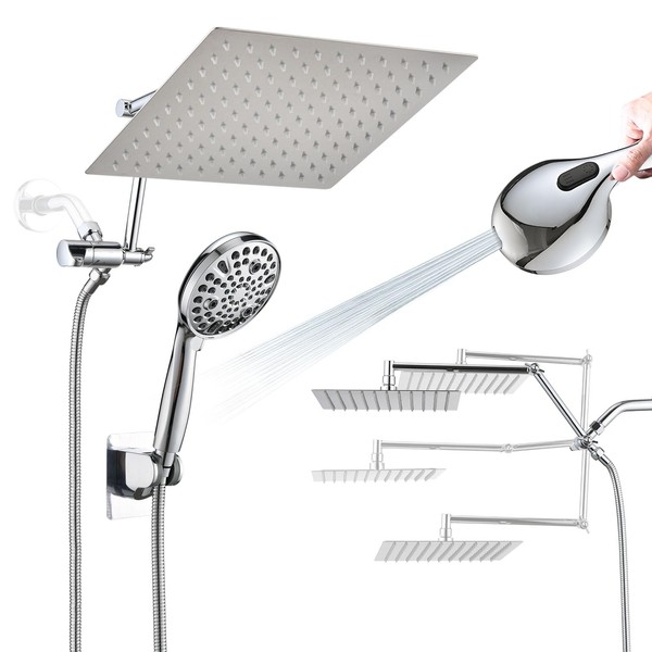 PDP Bath 10" Rainfall Shower Head with Handheld Spray, Dual