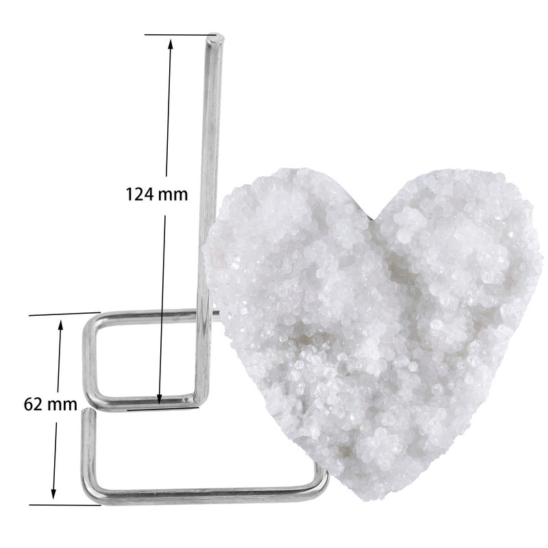 mookaitedecor Natural Rock Quartz with Stainless Stand, Heart Shaped Geode