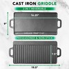 ProSource 2-in-1 Reversible 19.5” x 9” Cast Iron Griddle with