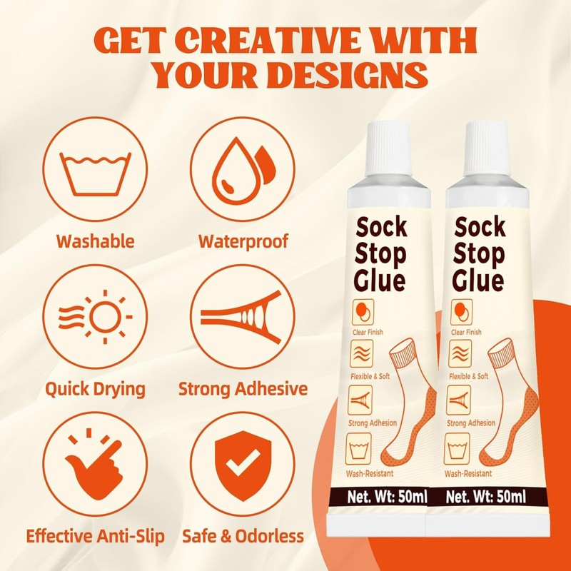 Teenanseen Sock Stop, 2 Pack Transparent Waterproof Sock Glue for