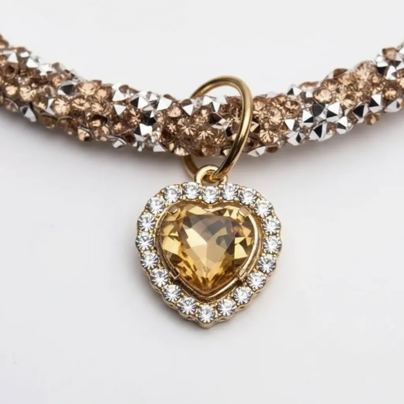 Collar De Lujo Con Colgante De Cristal De Corazón Perro