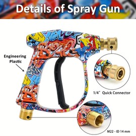 Bear Force High Pressure Washer Gun 3000 PSI Max, Power Washer Short Gun with 1/4 Inch Quick Connector, M22-14, Compatible for Some of Greenworks for Karcher Ryobi Homelite Pressure Washer