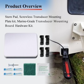 White - Standard Size 4.5" x 3.5" x 0.75" Stern Pad, Screwless Transducer Mounting Plate kit, Marine-Grade Transducer Mounting Board Hardware Kit (NOT for Large 3D Scan Transducers)
