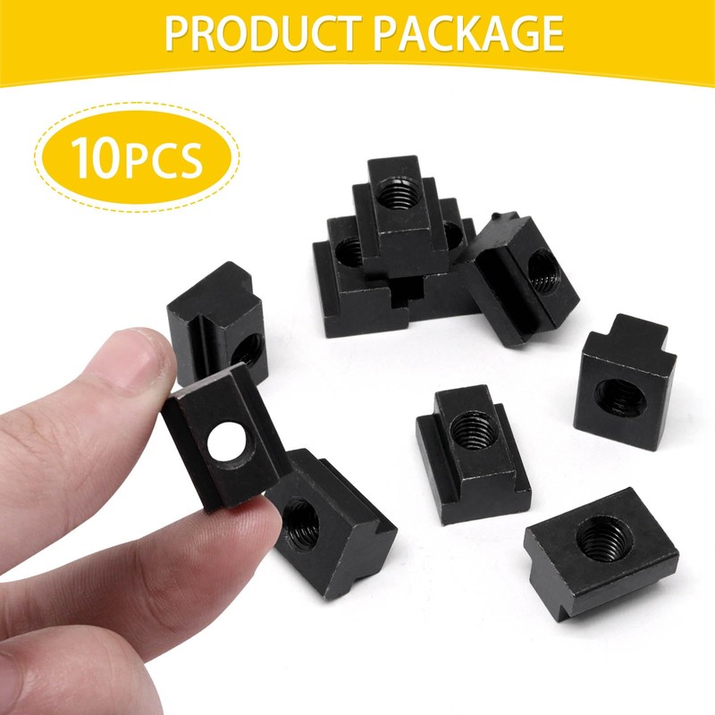 Sydien T Slot Nuts 10pcs, M8 Threads Black Oxide Finish