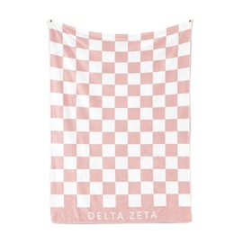 Sorority Shop Delta Zeta Thick Blanket - Stylish Checkered Blanket Perfect for Big Little Sorority Gifts - Soft, Cozy, and Comfortable Gift Blanket for Women - 50" X 62"