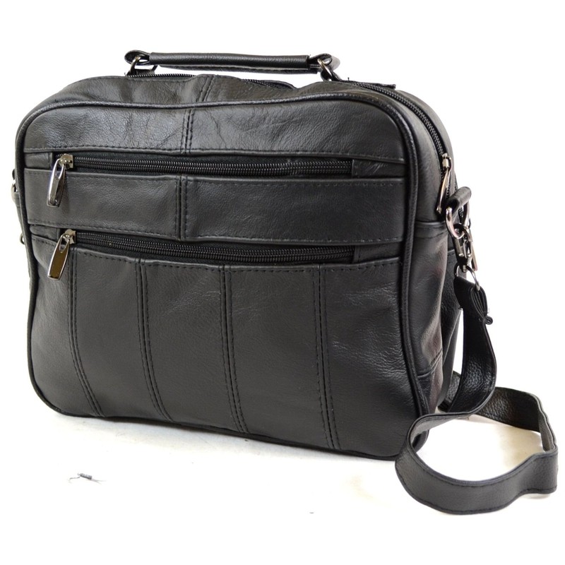Ladies Mens Real Leather Travel Flight Shoulder Cross Body Organiser