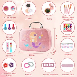 Morovanlaza Maquillaje Lavables para niñas, 30 Piezas Kit de Maquillaje Lavable, Maquillaje de Juego Lavable para niñas, niños, Princesas cumpleaños de cumpleaños de Navidad