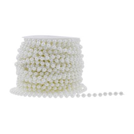 Mandala Crafts - Guirnalda de abalorio de perlas blancas de imitación, 6 mm, 27 yardas, carrete de perlas blancas, guirnalda de perlas para decoración de árbol de Navidad