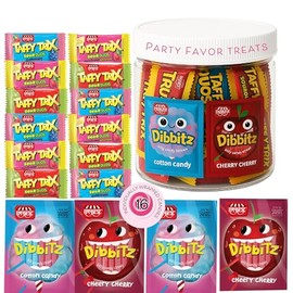Jar O' Goodies - Valentines Day Sweet Treats, Novelty Candy Variety Pack w/Dibbitz Cotton Candy & Cherry, Taffy Trix (16 Count) Individually Wrapped Party Favor, Kosher Parve