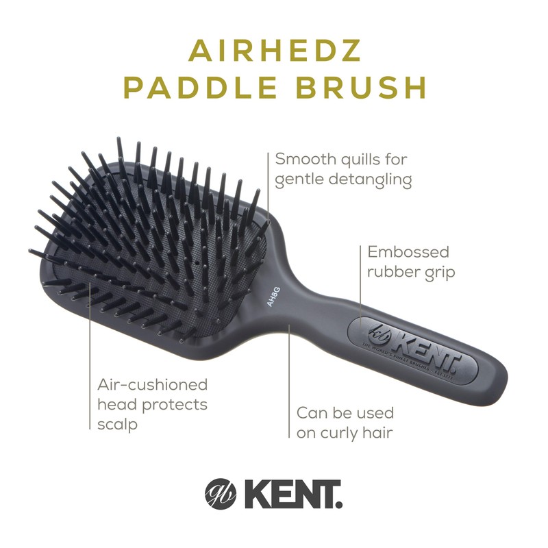 Kent AH8G Airhedz Cushion Paddle Brush - Hair Detangler and