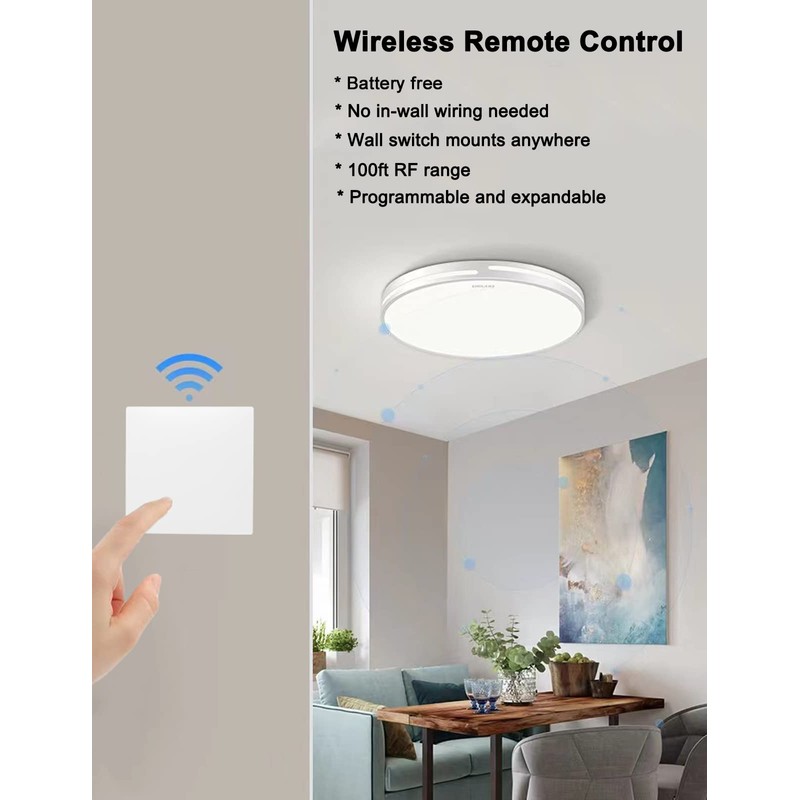 Black Kinetic Wireless Switch Kit, IP65 Waterproof Push Button Switch,