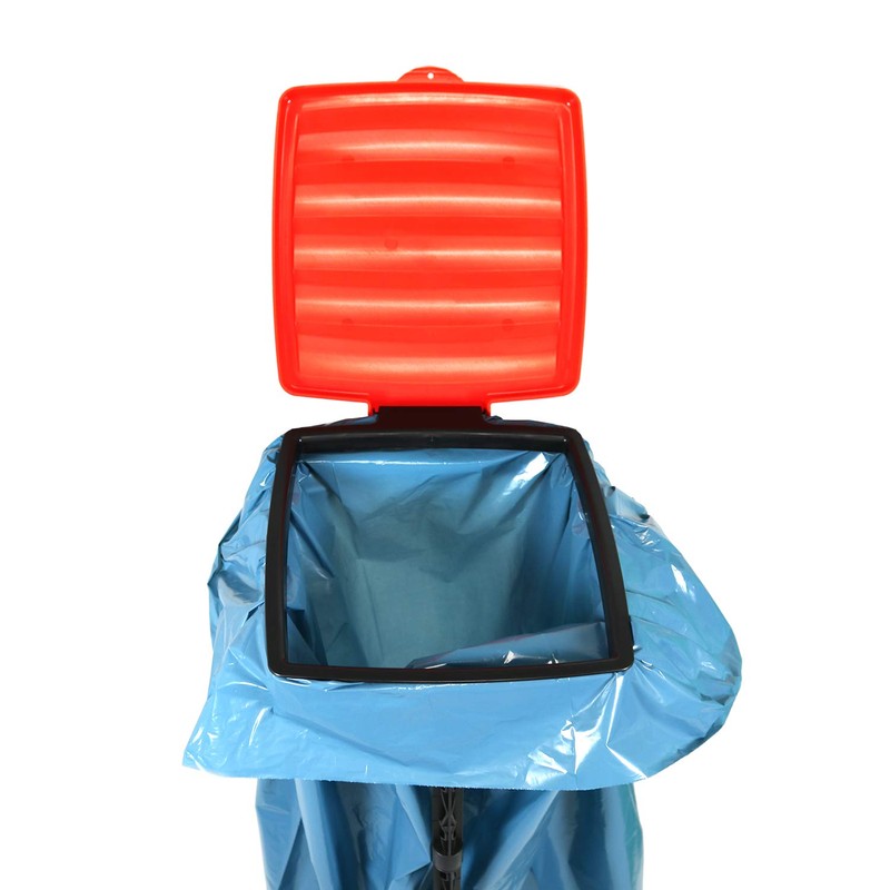 com-four® garbage bag stand with lid, can be set up
