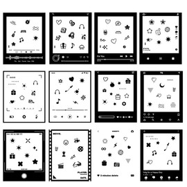 HIYQIN 12PCS Photo Border Stickers Compatible with Polaroid Now/Now+/Onestep2 Instant Camera Film, Pictures Decorative Stickers for i-Type/600/SX-70 Film - Social Series