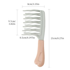 Wide Tooth Comb for Curly, Detangling Hair Brush with Double-layer Wavy Tooth Design and Ergonomic Handle for Long/Thick Dry/Wet Hair for Women/Girl without Straighten the Curl HairStyle