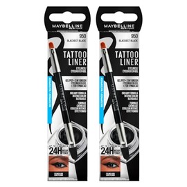 Maybelline New York Tattoo Liner Gel Pot Eyeliner Professional Brush 2-in-1 24H Hold Waterproof Colour 950 Blackest Black - 2 Cosmetics