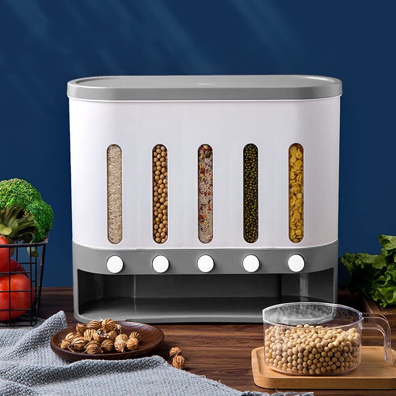 Xuthusman 10KG 360° Rotating Storage Dispenser 6 in1 Kitchen Pantry