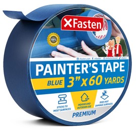 XFasten Professional Blue Painters Tape, Multi-Use, 3 Inches x 60 Yards Blue Tape - Sharp Edge Line Technology, Produces Sharp Lines | Residue-Free and Artisan Grade Wall Trim Tape
