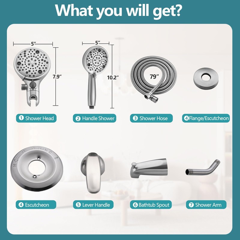 Ultrimkit 5" Dual Shower Faucet Compatible with 13/14 Series Tub