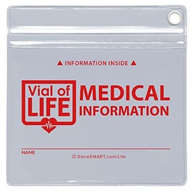 StoreSMART - Vial of Life PRO Travel/Sport Holder for Emergency Medical Information - 10 -Pack - LPPRZIP-10