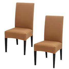 Stretch Chair Covers Set of 2 for Dining Room, 2 Pack Washable Kitchen Chair Protector for Party Wedding, Camel