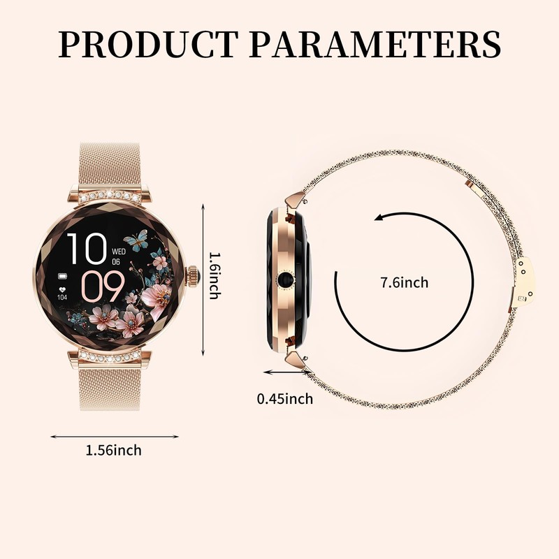 Welfiit Smart Watches for Women Android/iOS, IP68 Waterproof Fitness Tracker