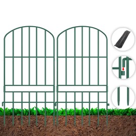 Adavin Animal Barrier Garden Fence,15 Pack Green 12''L x 25" H no dig Fence, Underground dig Protection for Dog Rabbits Rustproof Metal Wire Panel Border, 15 ft Ground Stakes for Outdoor Patio