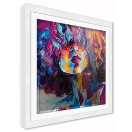 30x30 White Wood Frame With White Mat | 34x34 Frame Matted to 30x30 | Display Your Poster Under UV Acrylic Shatter Guard Front, with Foam Board Backing, Wall Hanging Hardware - Gallery Frame Square